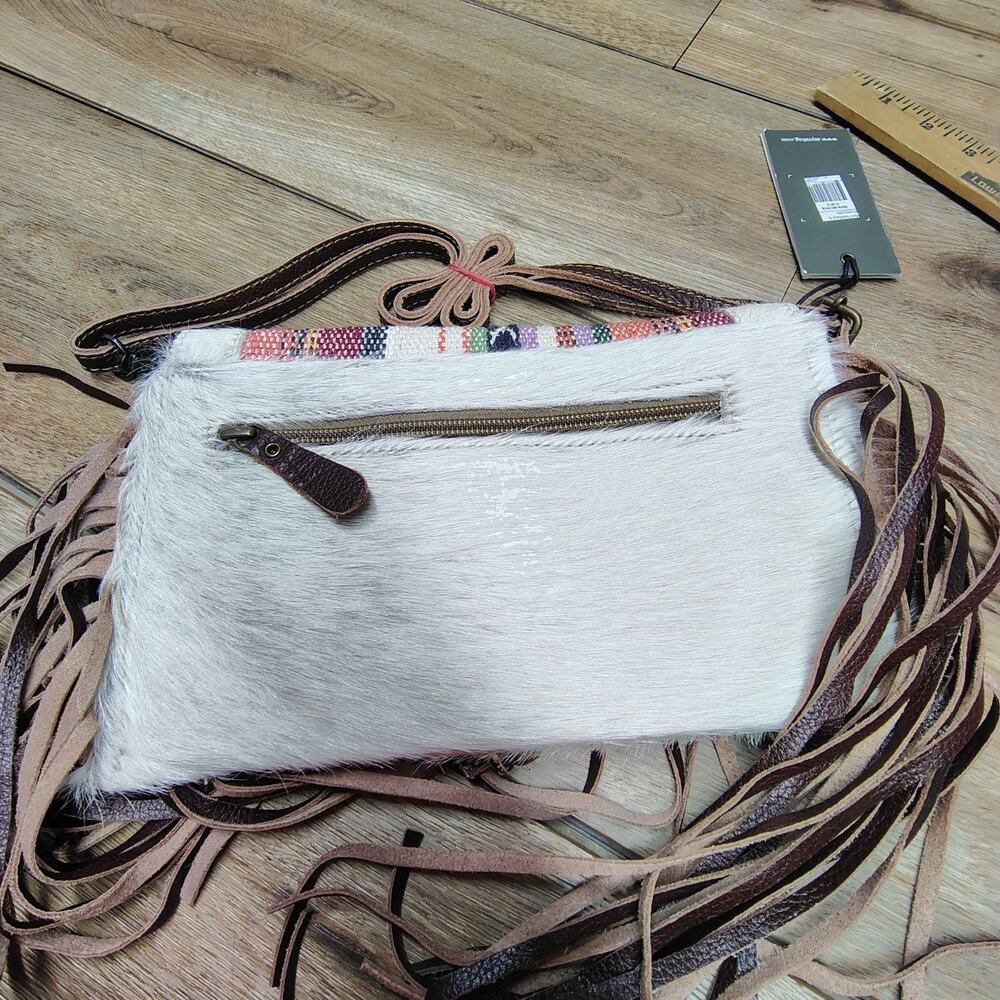 Myra Bag Delicate Hues Leather Hairon Crossbody Fringe Purse Boho Southwest - Picture 16 of 16